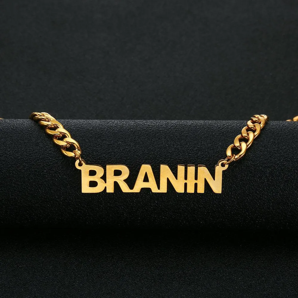Customize This Name Necklace Pendant  4mm Cuban Necklace