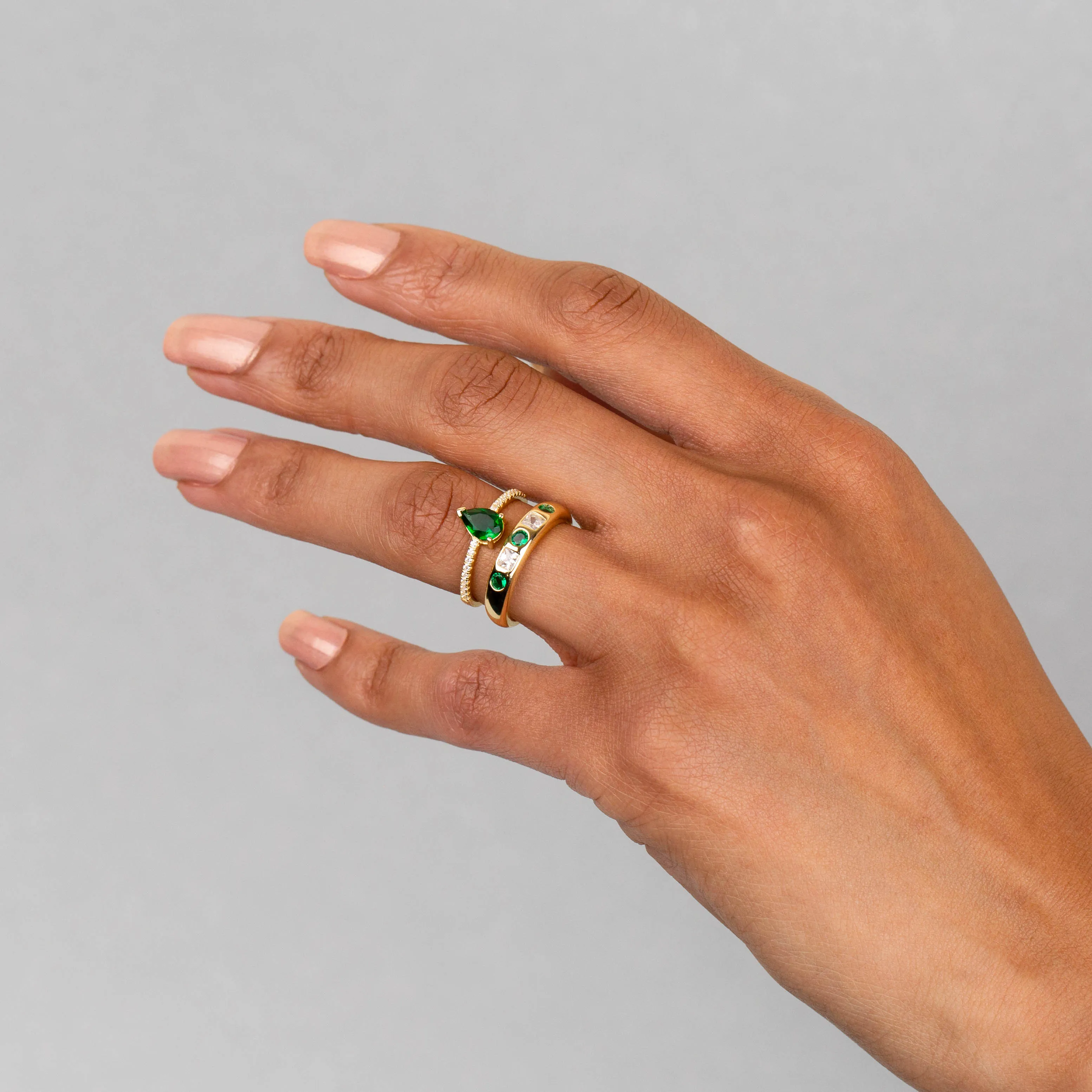 CZ Emerald Green Teardrop Ring