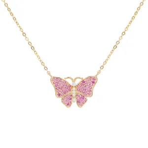 CZ Pink Butterfly Necklace