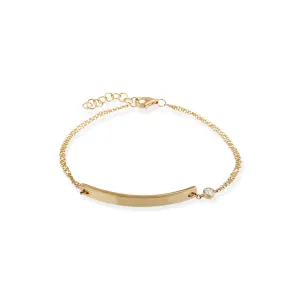 Dainty 14k Gold & Diamond Bezel ID Bracelet