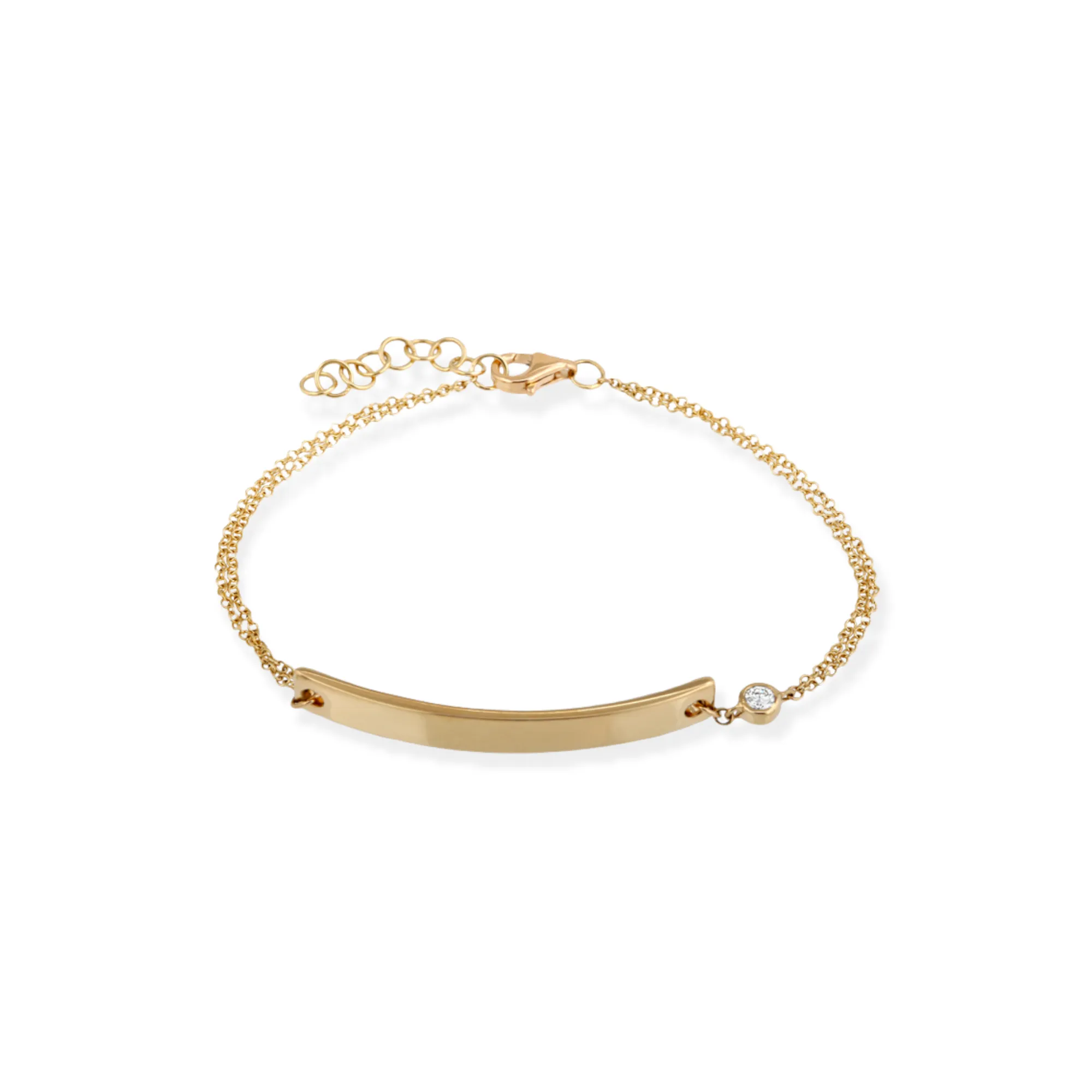 Dainty 14k Gold & Diamond Bezel ID Bracelet