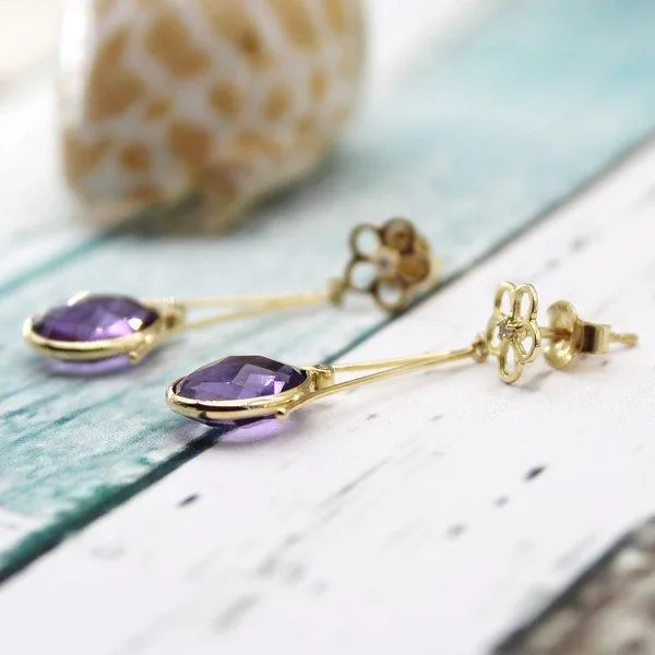 Dainty Amethyst Drop Earrings