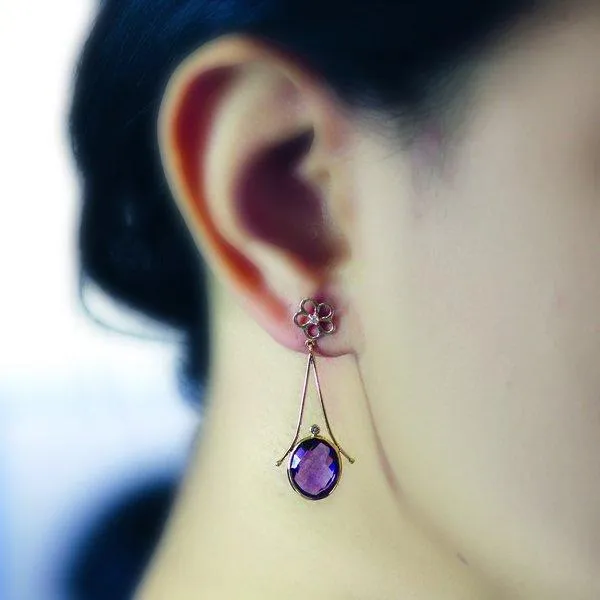 Dainty Amethyst Drop Earrings