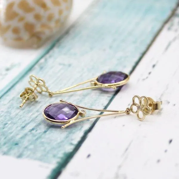 Dainty Amethyst Drop Earrings