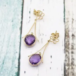 Dainty Amethyst Drop Earrings