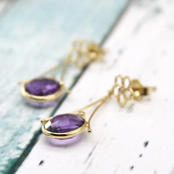 Dainty Amethyst Drop Earrings