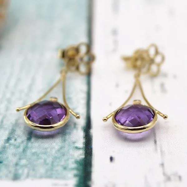 Dainty Amethyst Drop Earrings