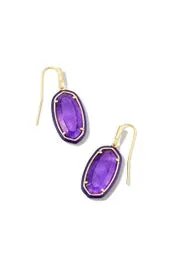 Dani Enamel Frm Drp Ear Gold Amethyst