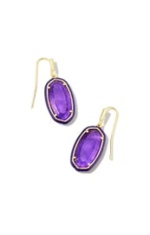 Dani Enamel Frm Drp Ear Gold Amethyst
