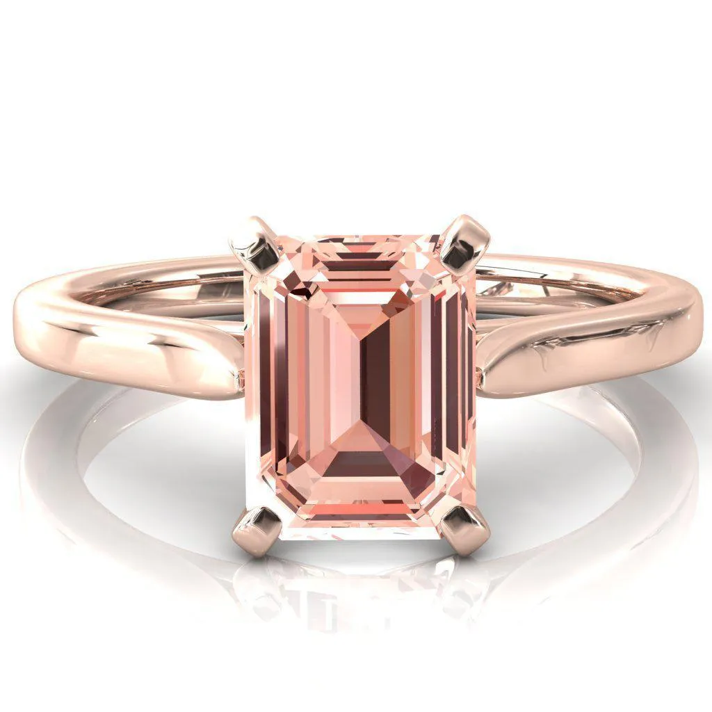 Darci Emerald Champagne Sapphire 4 Prong Cathedral Solitaire Engagement Ring