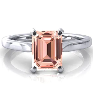 Darci Emerald Champagne Sapphire 4 Prong Cathedral Solitaire Engagement Ring