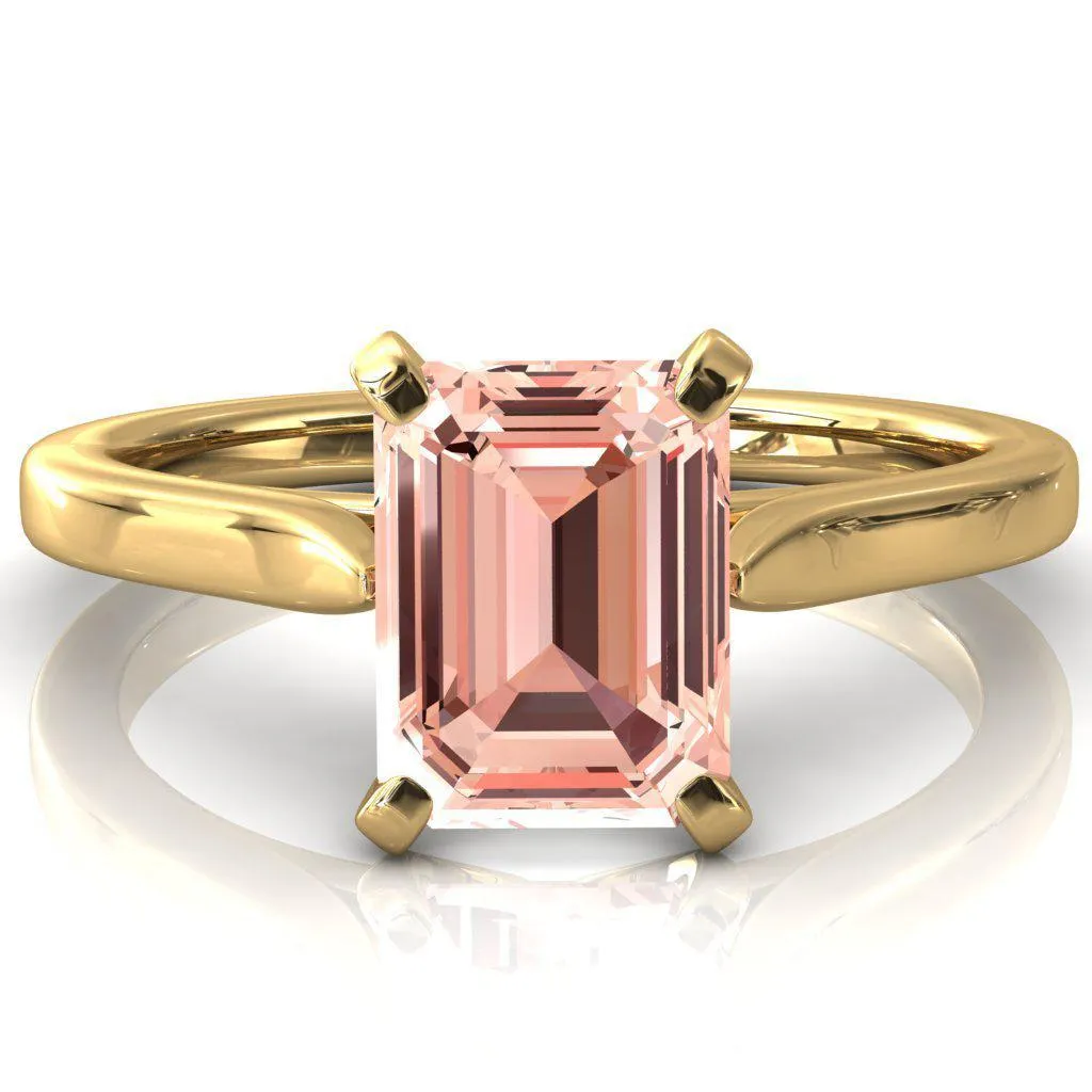 Darci Emerald Champagne Sapphire 4 Prong Cathedral Solitaire Engagement Ring