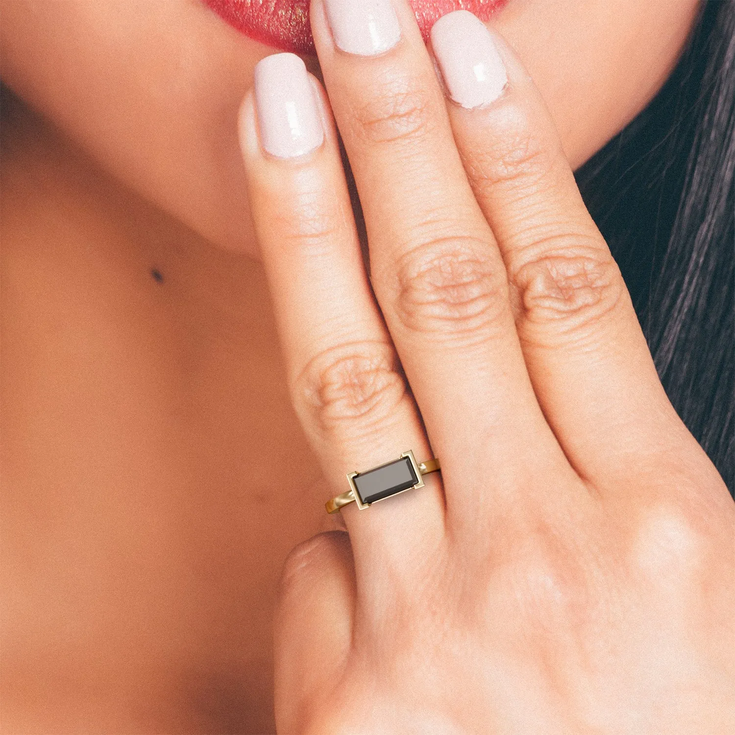 Dark Energy  Solitaire  Natural Black Diamond Emerald Cut Engagement Ring