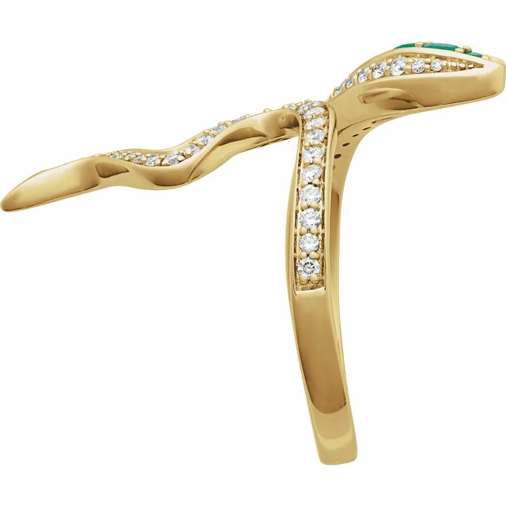 Diamond & Emerald Snake Ring