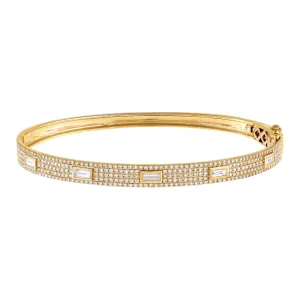 Diamond Baguette X Pavé Bangle 14K