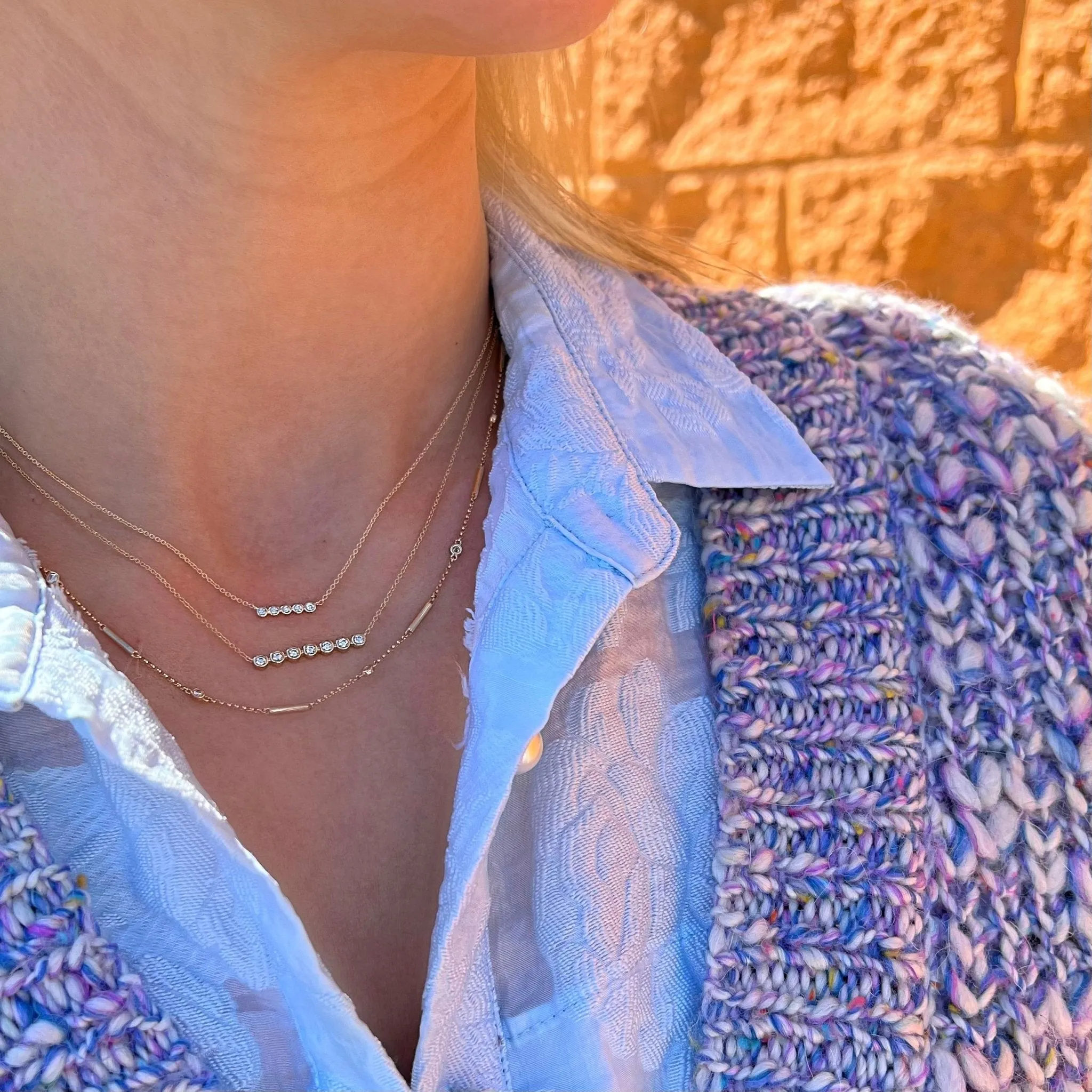 Diamond Bezel Bar Necklace