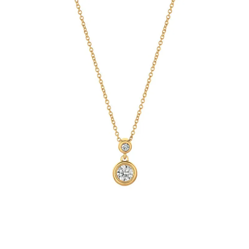 DIAMOND BEZEL DROP NECKLACE 14K GOLD (0.35 CTW)