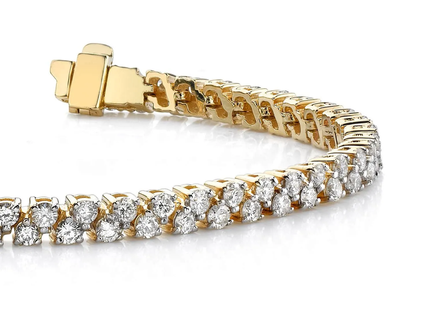 Diamond Checkerboard Two Row Tennis Diamond Bracelet with 6.02 ct.(finished) 2.5mm