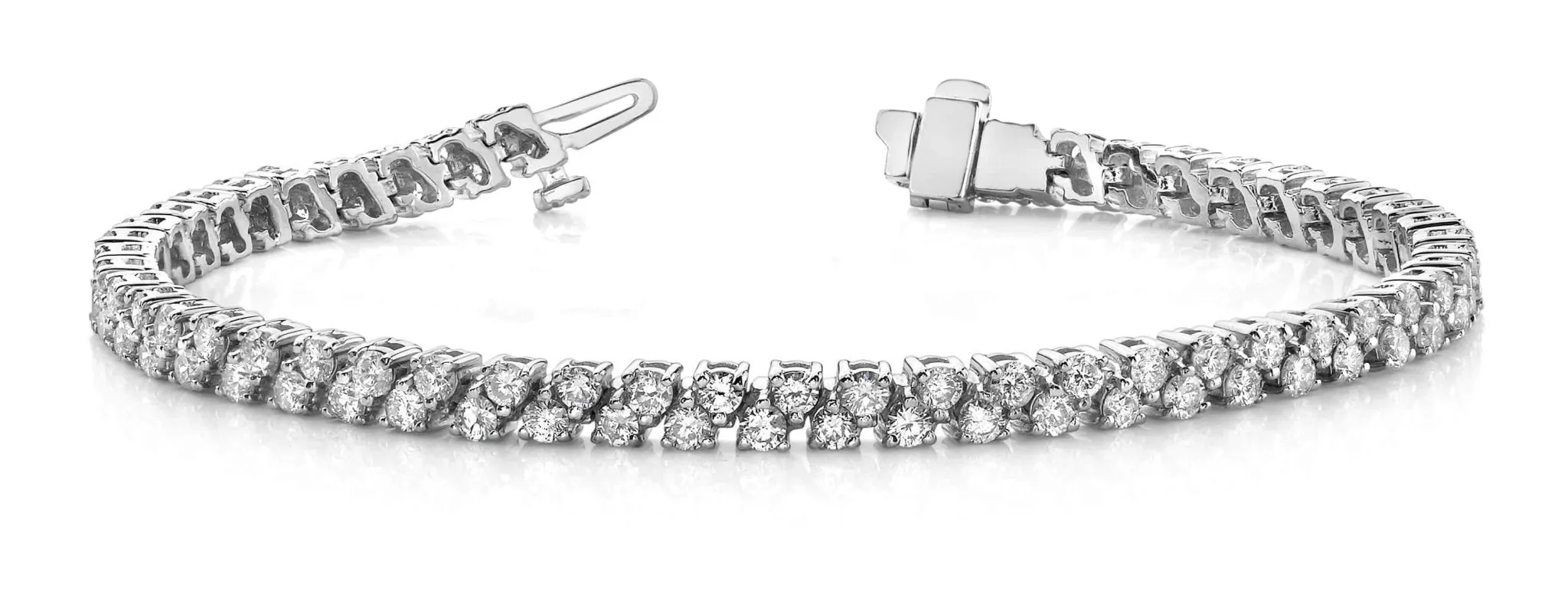 Diamond Checkerboard Two Row Tennis Diamond Bracelet with 6.02 ct.(finished) 2.5mm