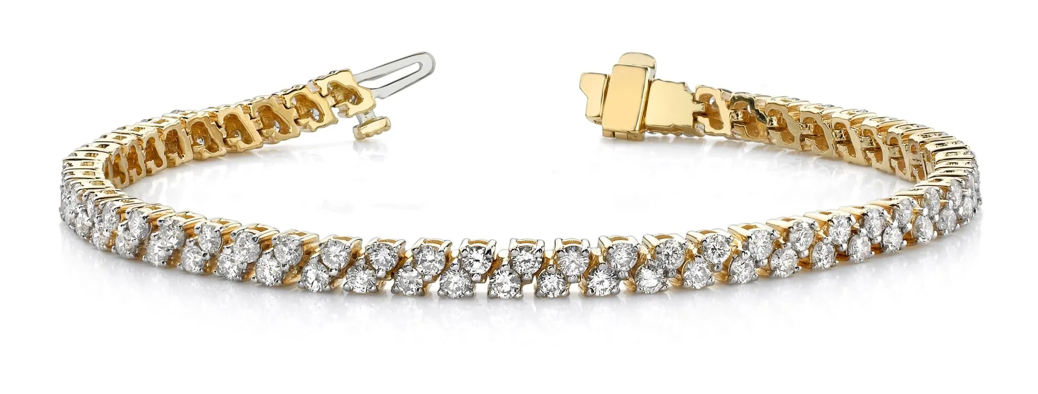 Diamond Checkerboard Two Row Tennis Diamond Bracelet with 6.02 ct.(finished) 2.5mm