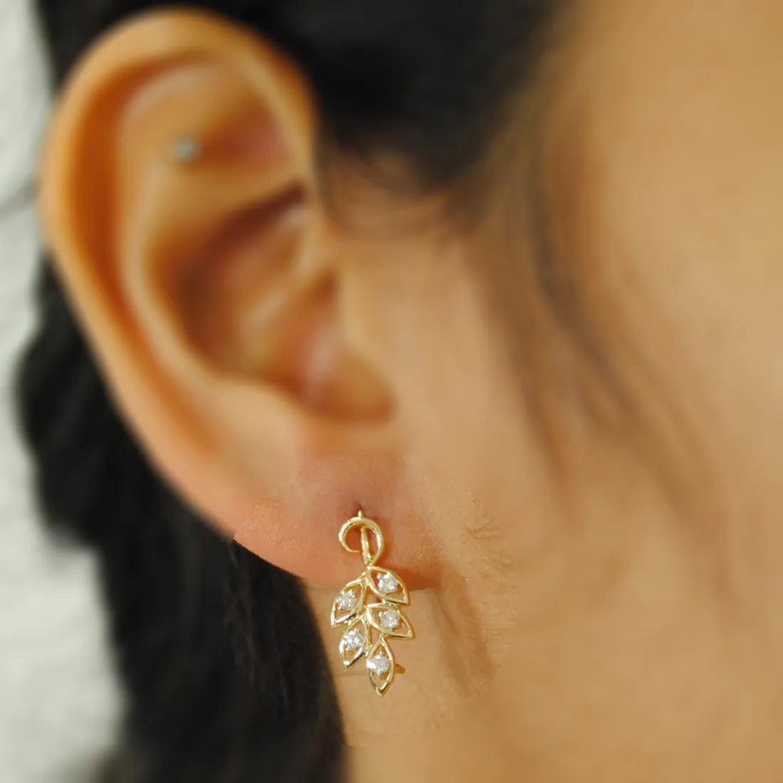 Diamond Cluster  Ear Wire Earrings
