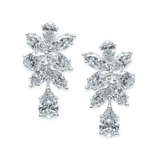 Diamond cluster with pear shape dangling earrings