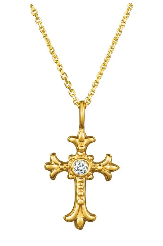DIAMOND CROSS NECKLACE 14K GOLD (0.06 CTW)