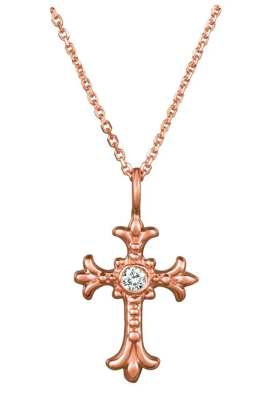DIAMOND CROSS NECKLACE 14K GOLD (0.06 CTW)