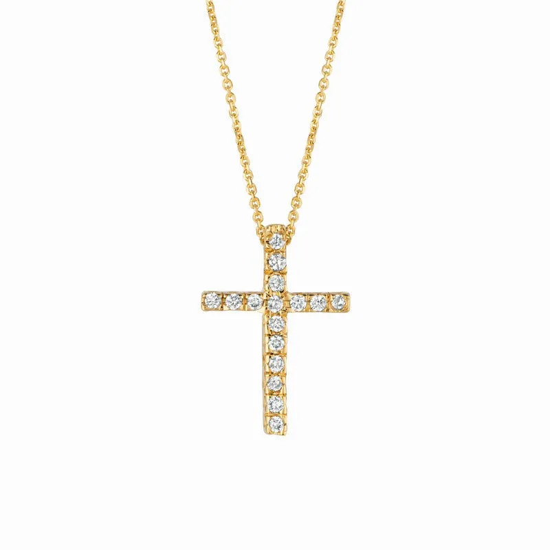 DIAMOND CROSS NECKLACE 14K GOLD (0.11 CTW)