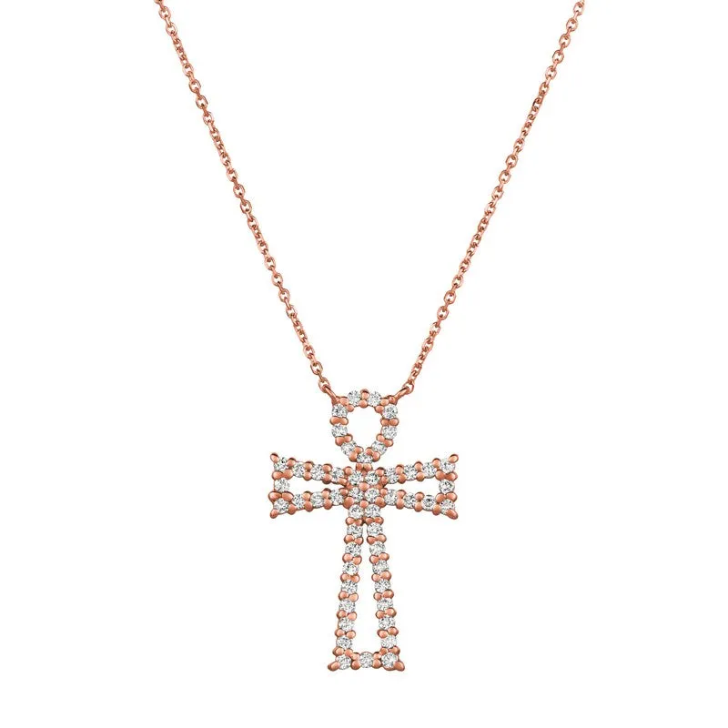 DIAMOND CROSS NECKLACE 14K GOLD (0.65 CTW)