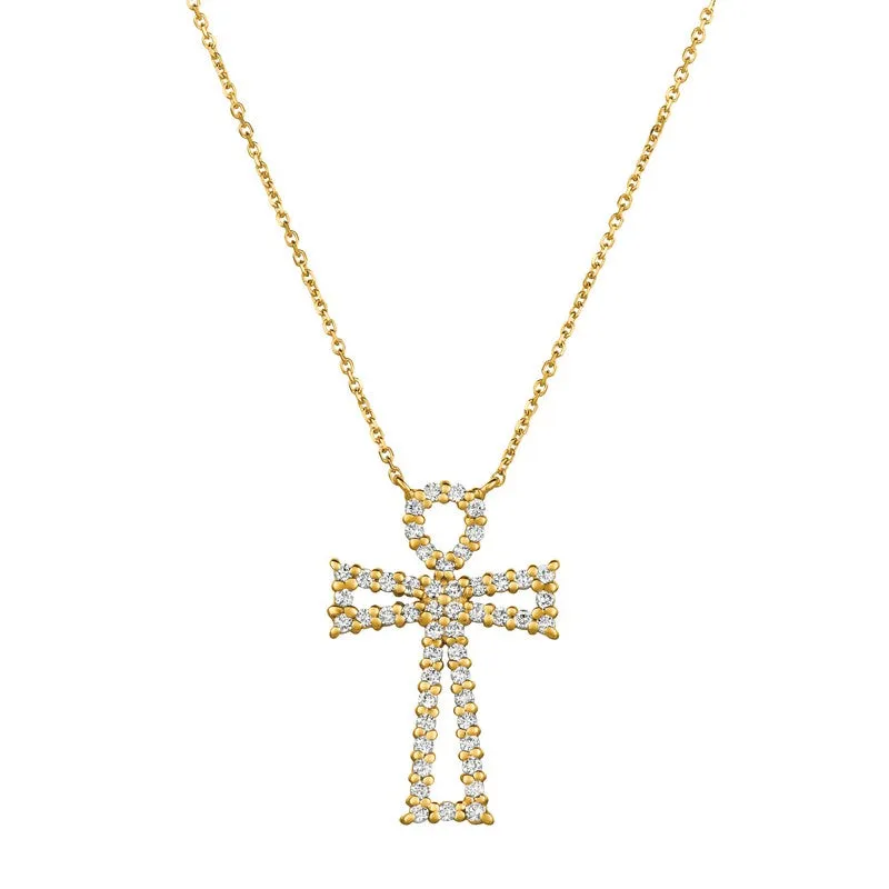 DIAMOND CROSS NECKLACE 14K GOLD (0.65 CTW)