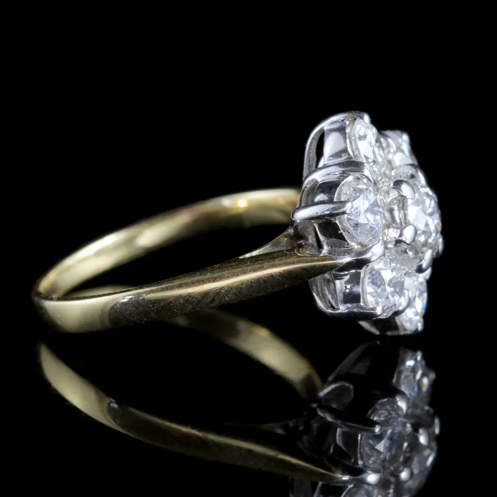 Diamond Daisy Ring 18Ct Gold Engagement Ring