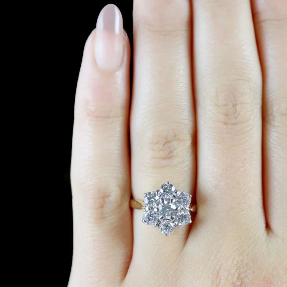 Diamond Daisy Ring 18Ct Gold Engagement Ring
