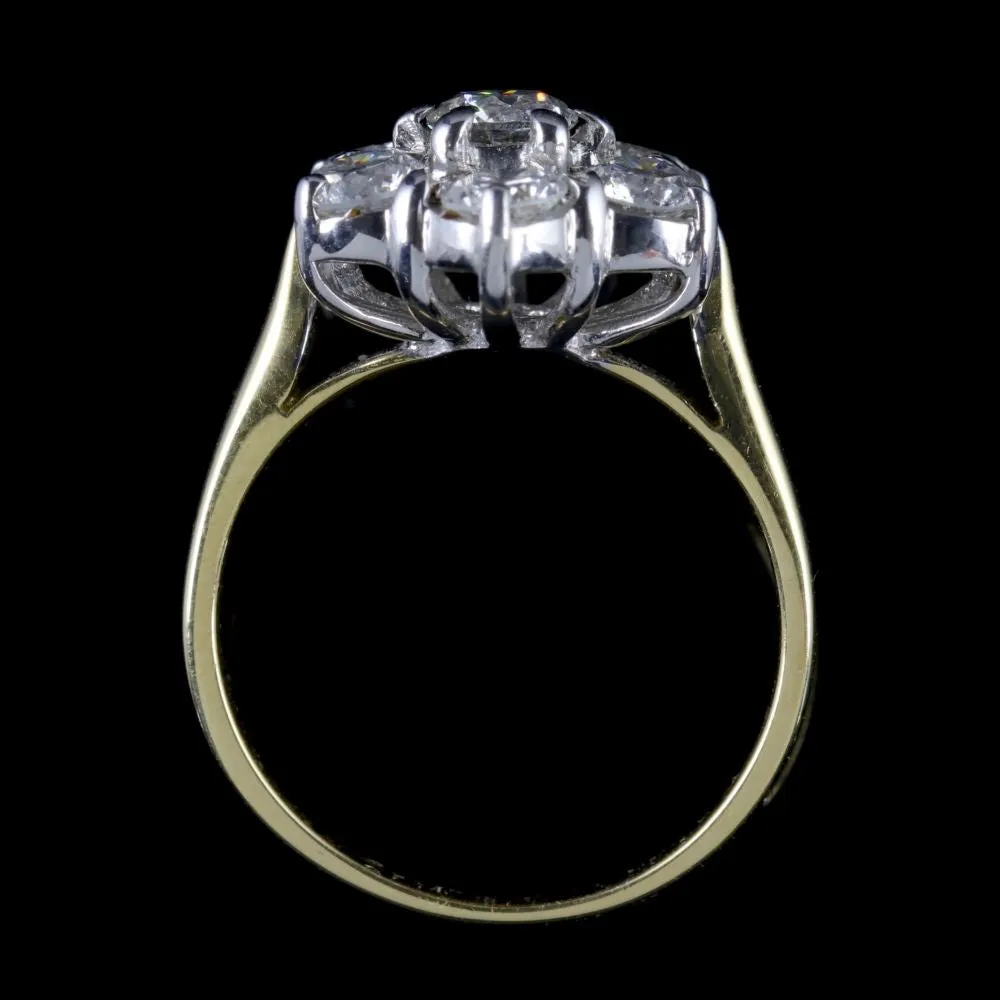 Diamond Daisy Ring 18Ct Gold Engagement Ring