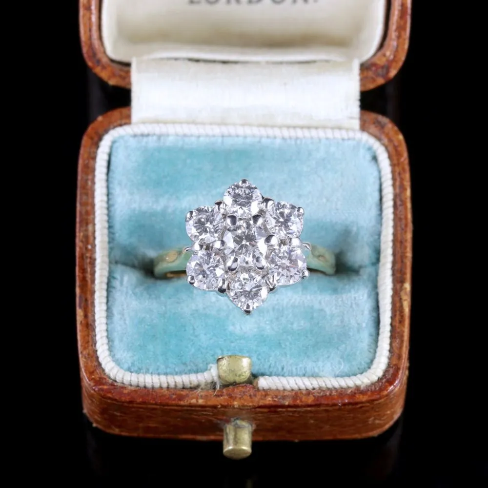 Diamond Daisy Ring 18Ct Gold Engagement Ring