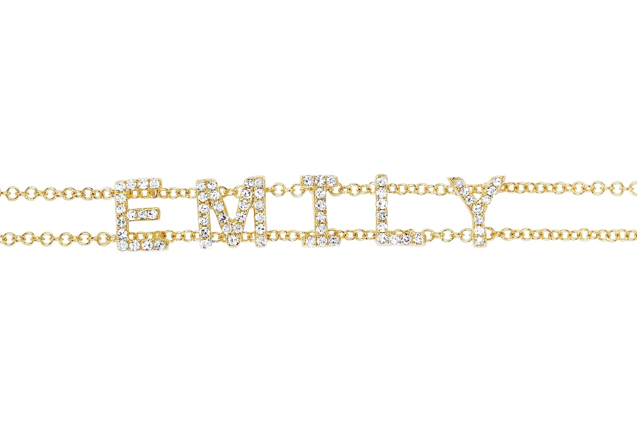 Diamond Double Chain Name Bracelet
