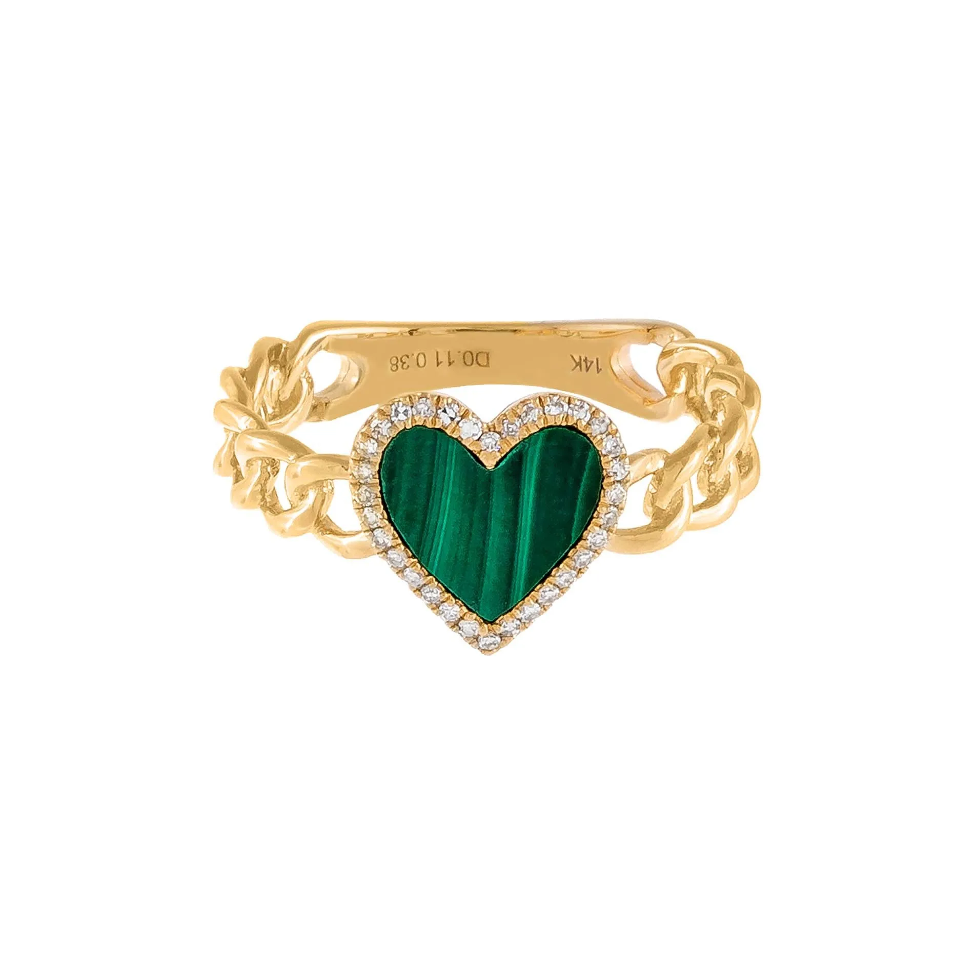 Diamond Emerald Heart Braided Ring 14K