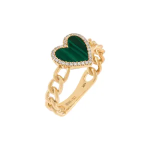 Diamond Emerald Heart Braided Ring 14K