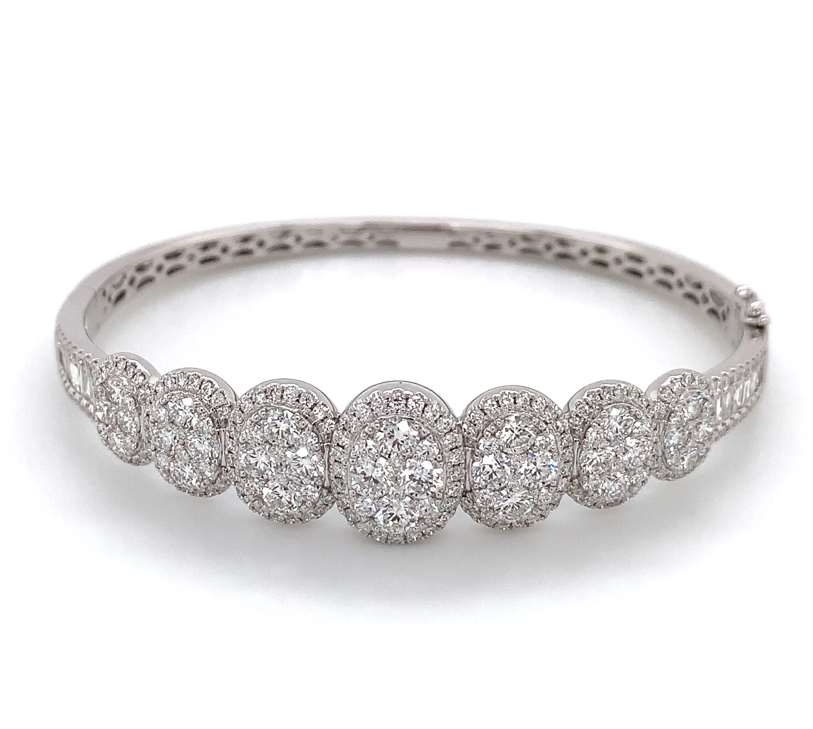 Diamond Fancy Pave Bangle Bracelet 4.14ct tw