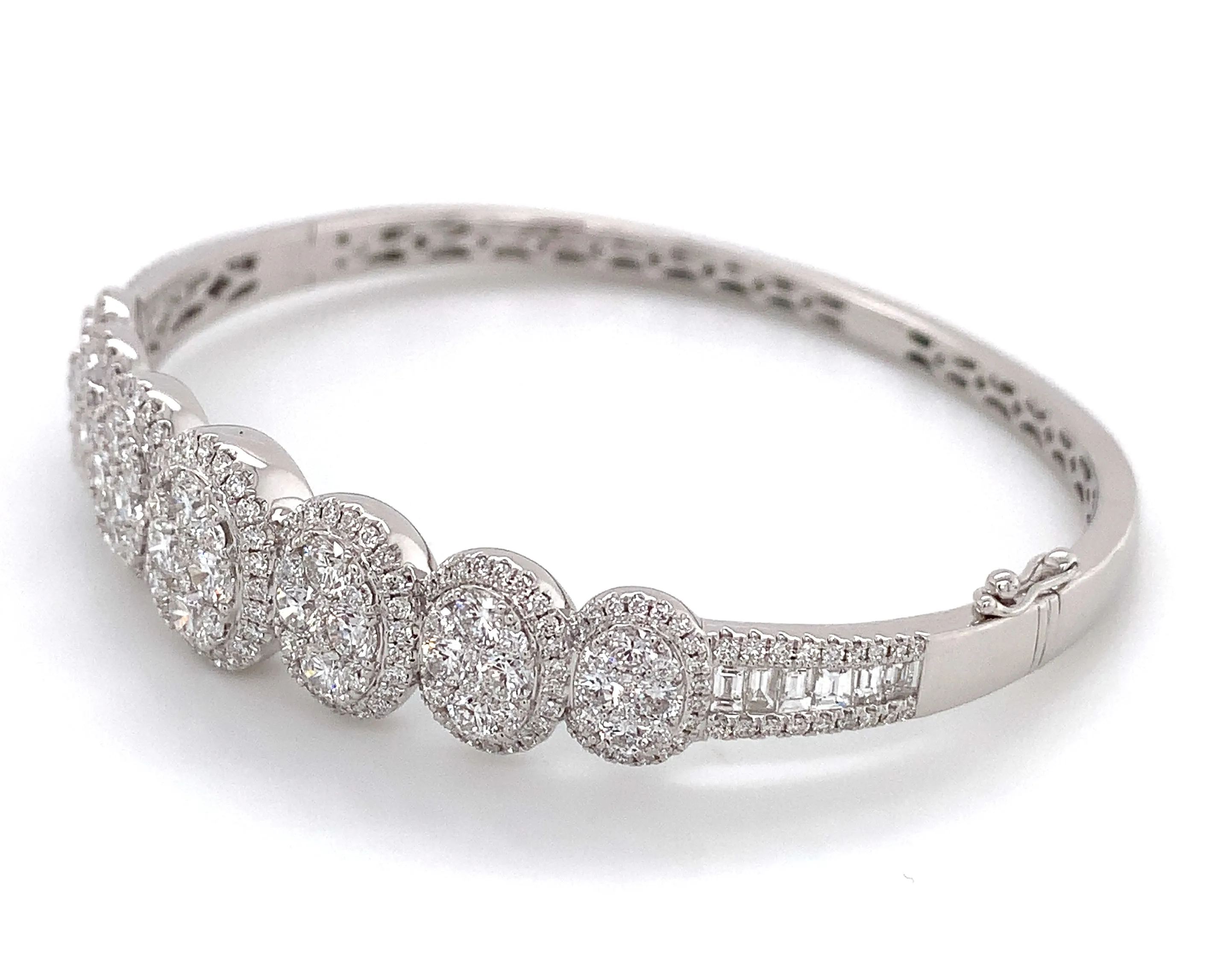 Diamond Fancy Pave Bangle Bracelet 4.14ct tw