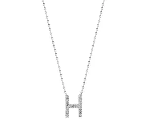 Diamond Letter "H" Necklace in Sterling Silver