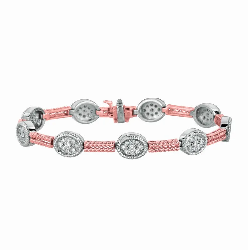 DIAMOND OVAL 2 BARS BRACELET 14K GOLD (1.59 CTW)