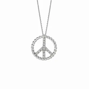 DIAMOND PEACE SIGN NECKLACE 14K GOLD (0.15 CTW)