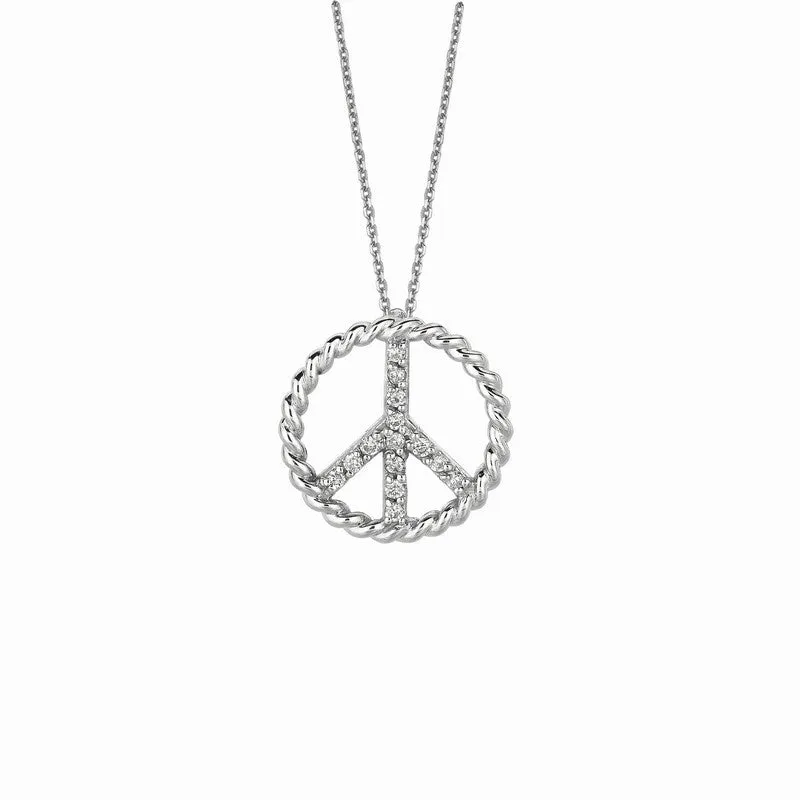 DIAMOND PEACE SIGN NECKLACE 14K GOLD (0.15 CTW)