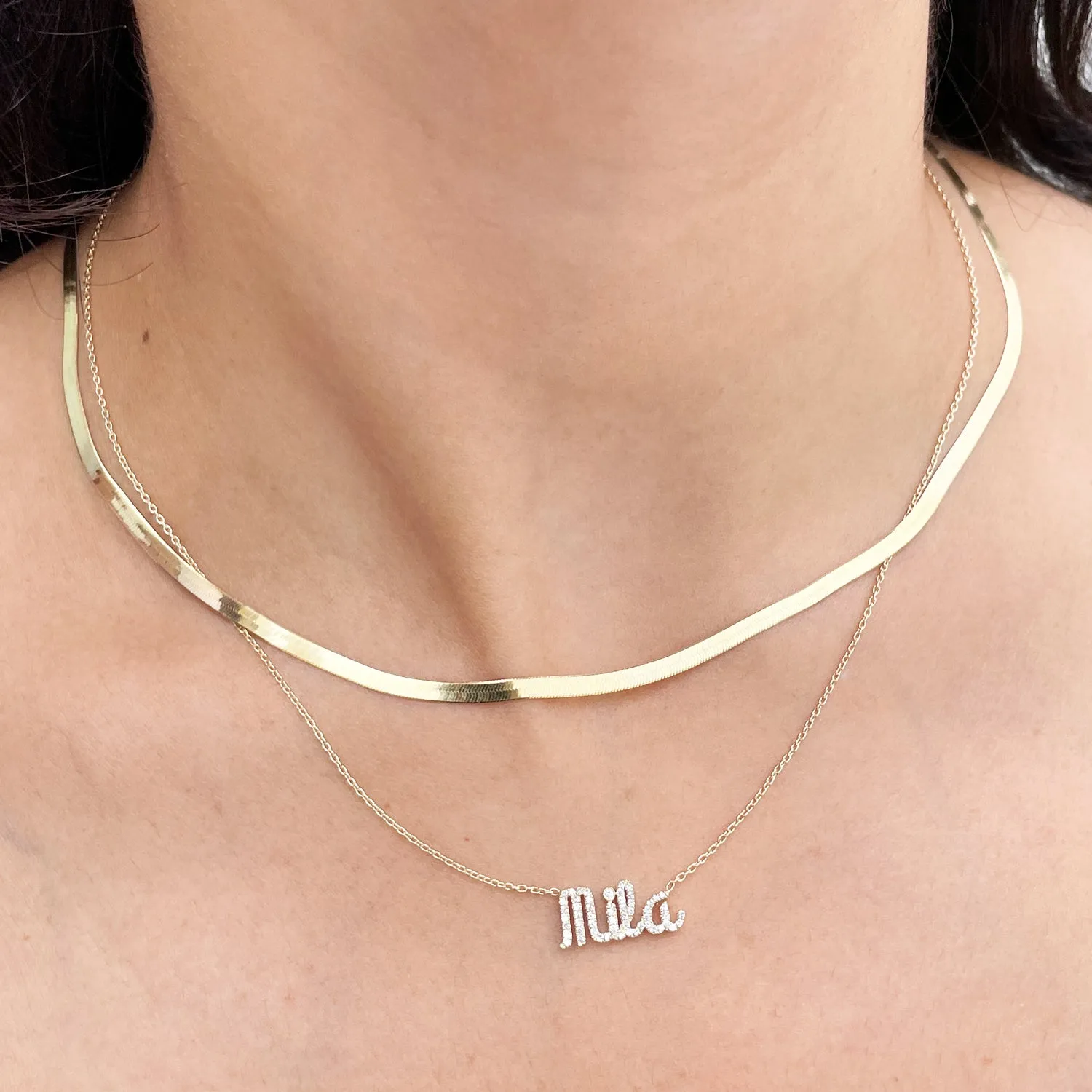 Diamond Script Name Necklace