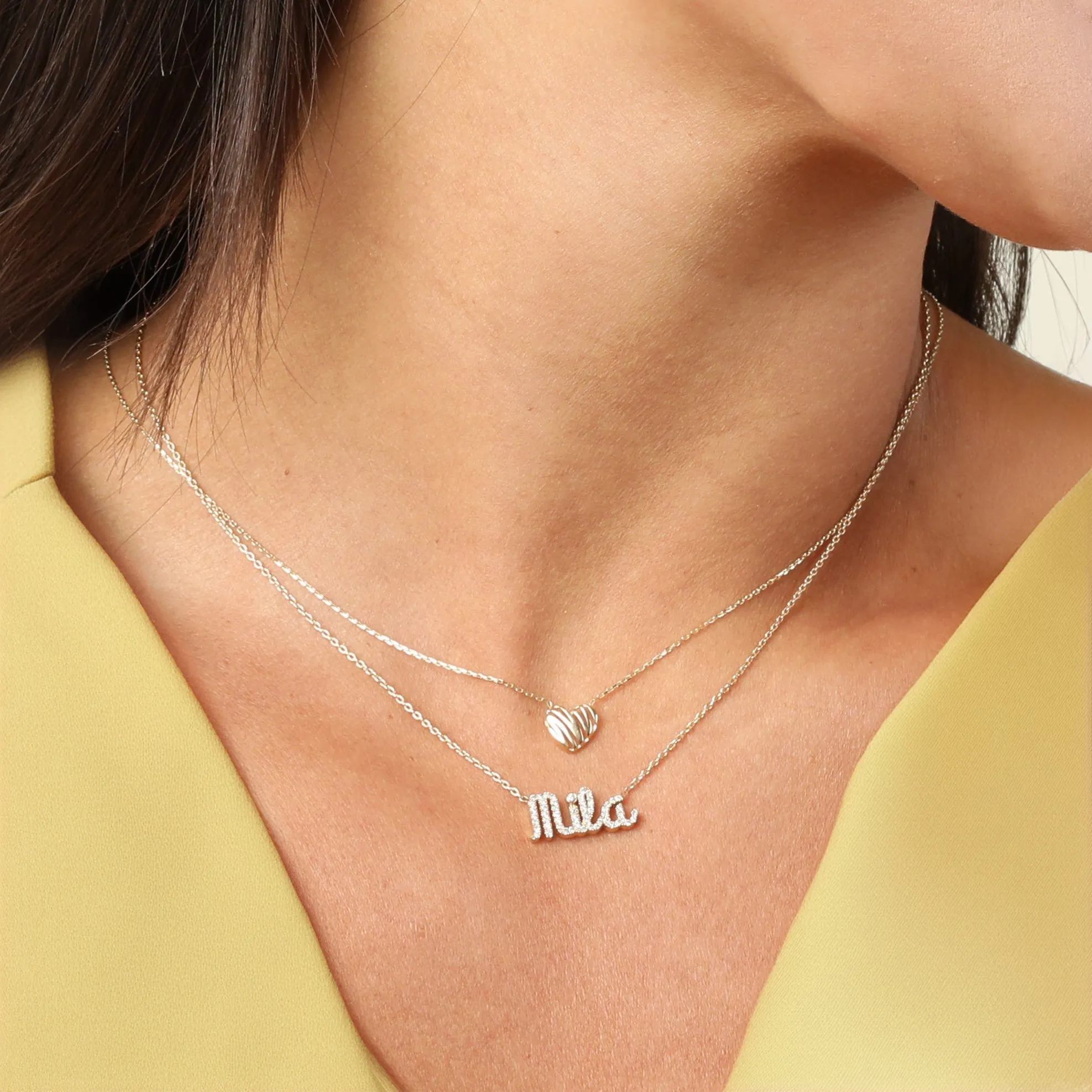 Diamond Script Name Necklace
