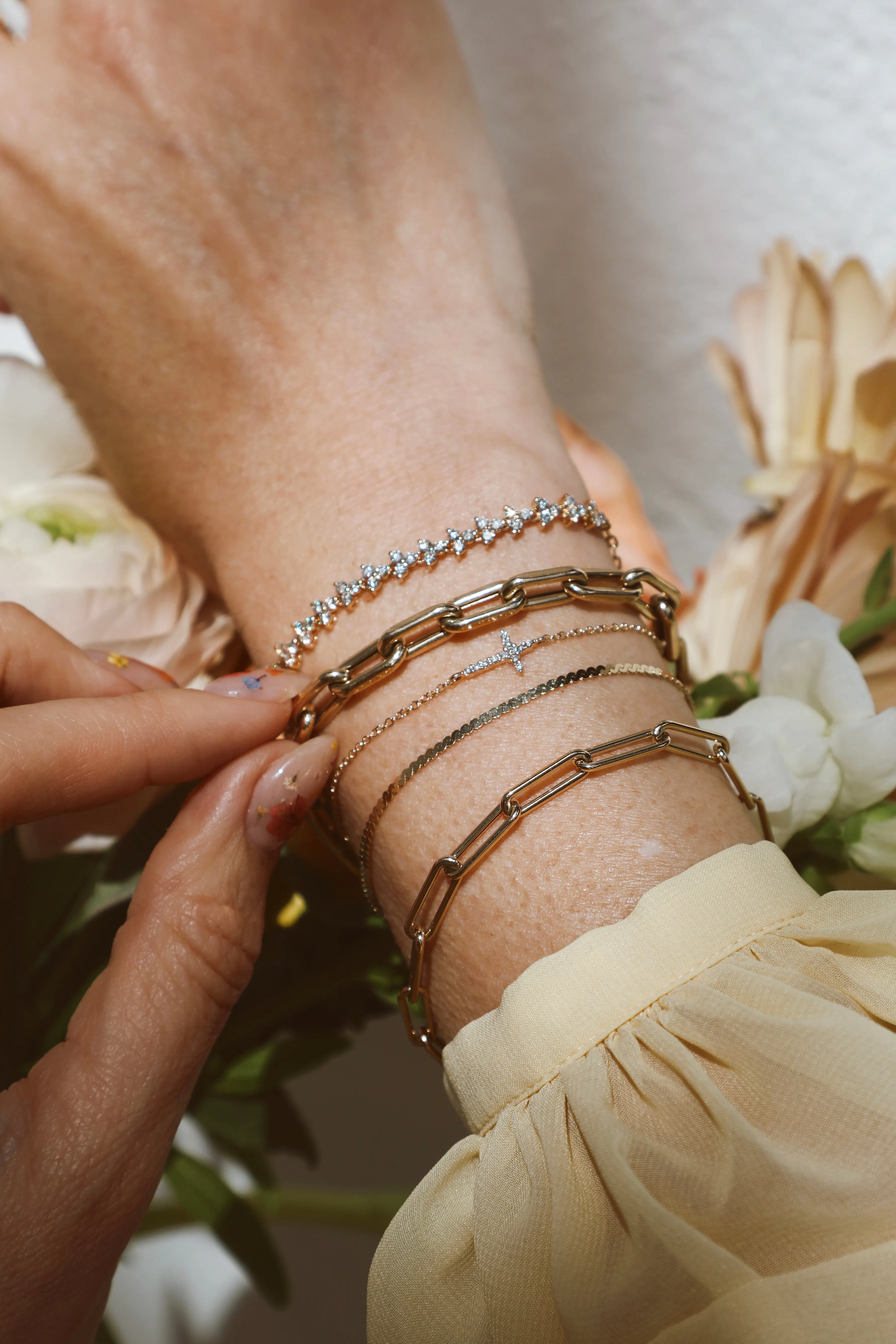 Diamond Trio Half Tennis & Chain Bracelet