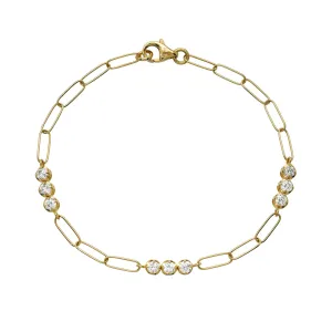 Diamond Trio Station Chain Linked Bracelet