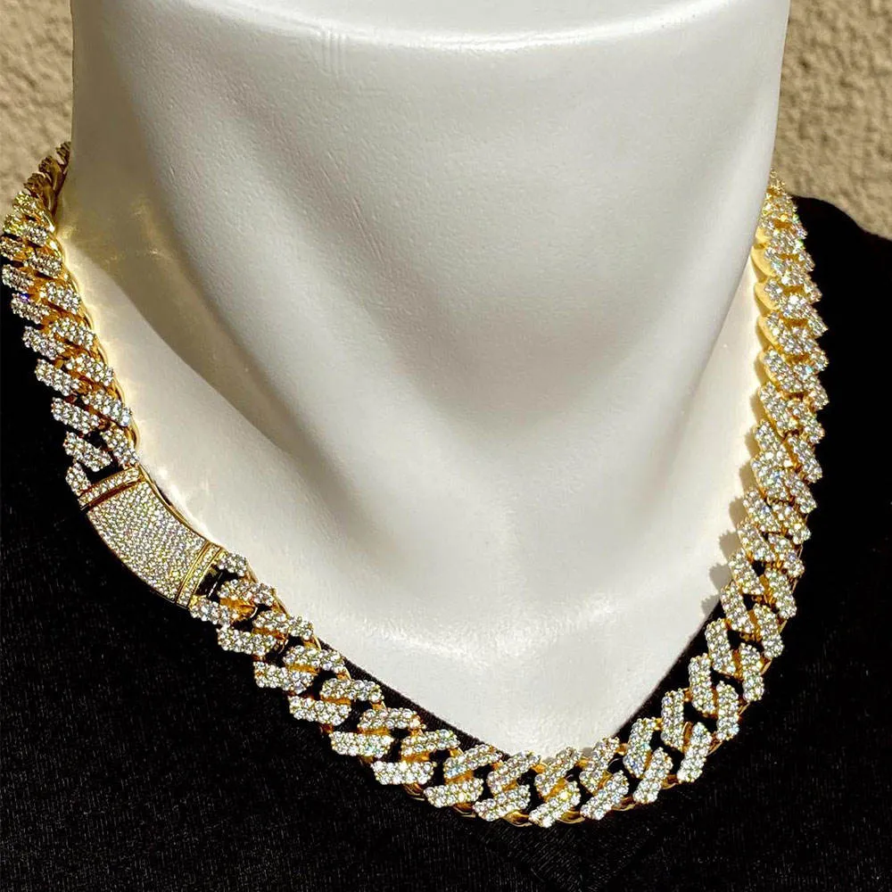 Domineering Exaggerated Miami Cuban Link Chain Diamond Chains Necklaces Men's Daikin Chain