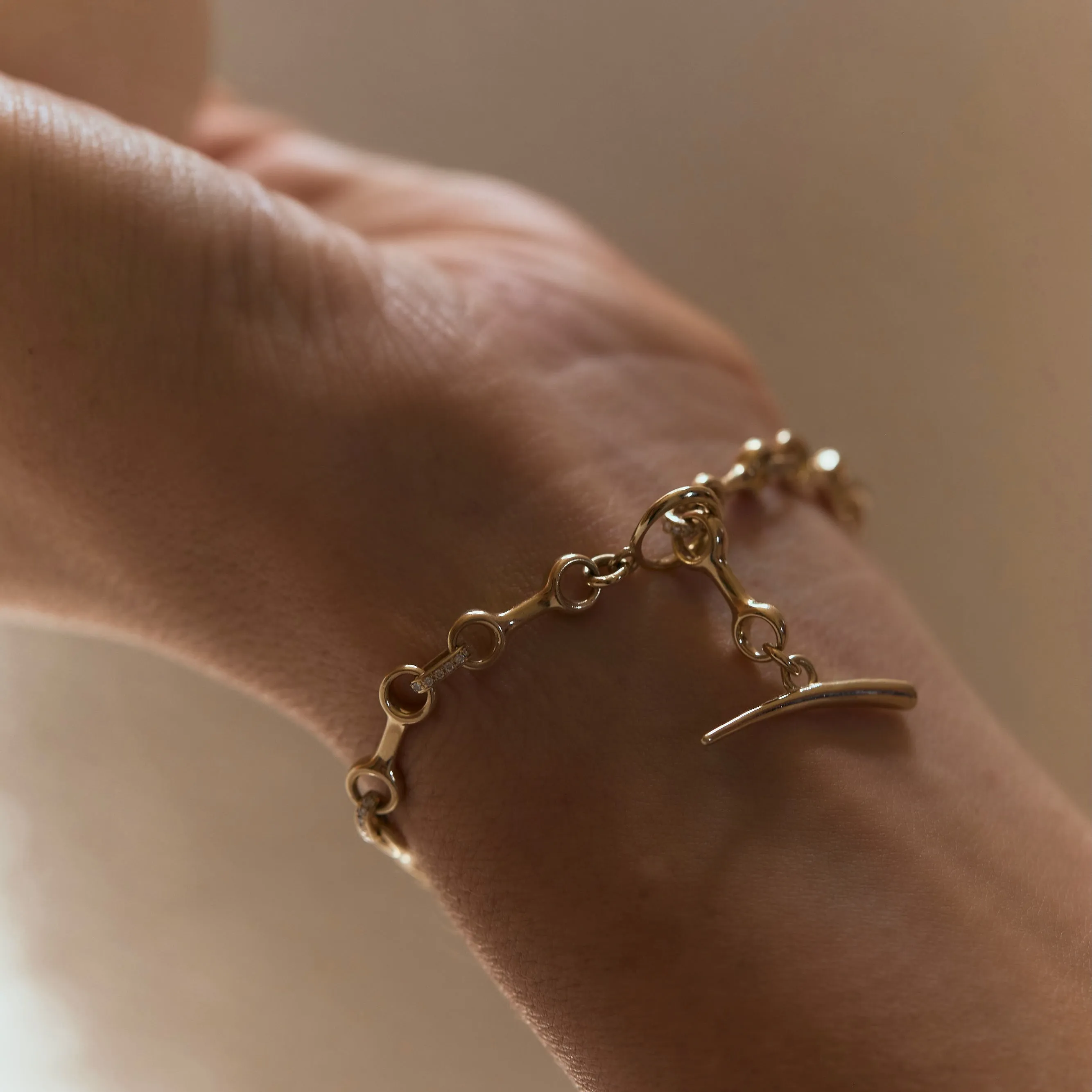 Double Beam Pave Diamond Connector Bracelets